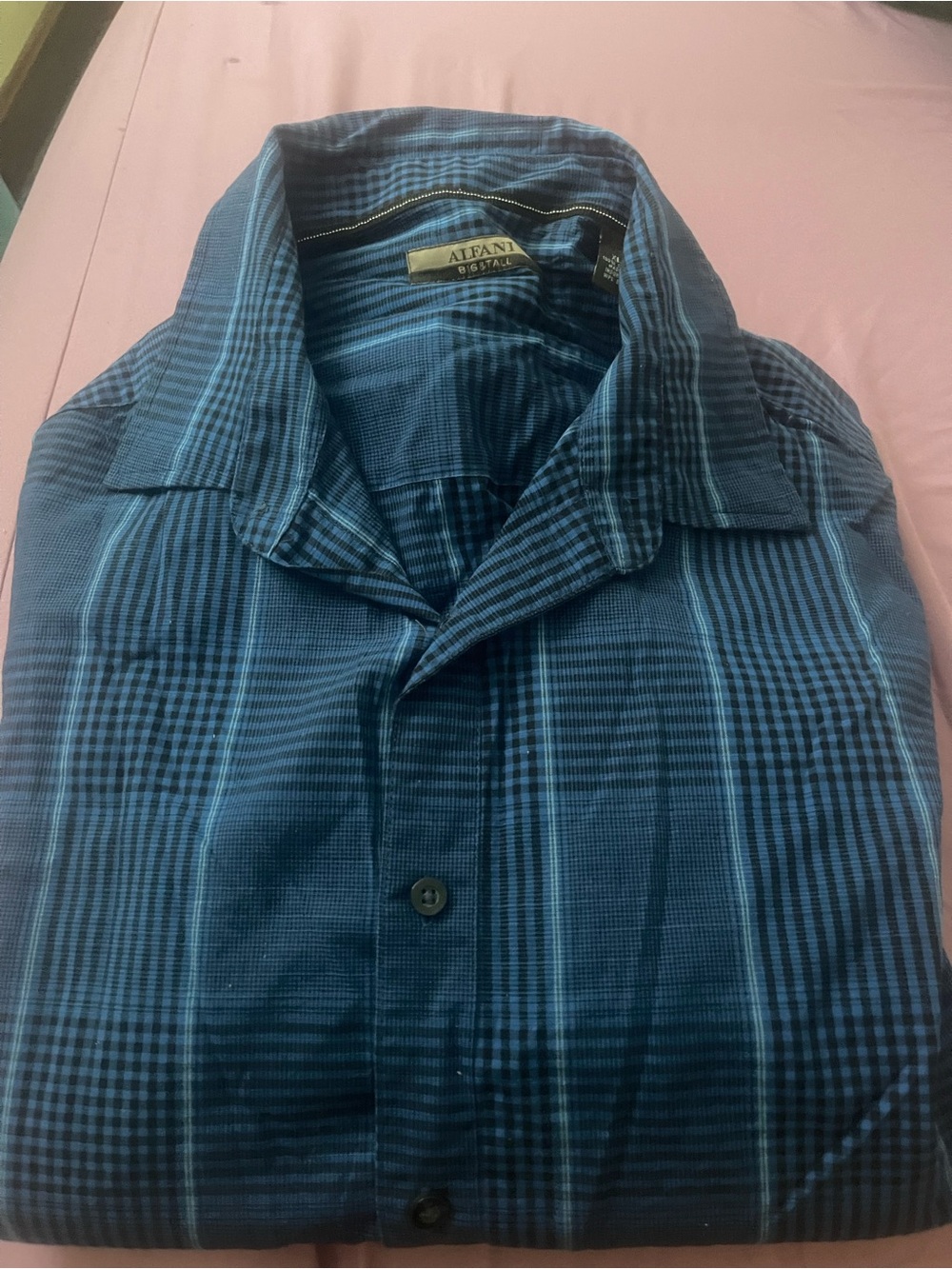 Alfani Blue Plaid Button-Down Shirt